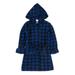 Leveret Kids & Toddler Boys Girls Fleece Sleep Hooded Robe Black & Navy Plaid (Size 3 Years)