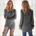 Winnereco Solid Color Women Long Sleeve Knitted Jumper O-neck Sweater (Dark Grey XL)