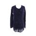 Kensie Womens Midnight Purple Long-Sleeve Nep-Knit Layered-Look Sweater M