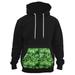 Men's Green Digital Pixel Camo Pocket Black Pullover Hoodie PLY P136 Large Black