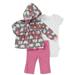 Carters Infant Girls 3 Piece Pink Pants Heart Creeper Elephant Print Hoodie