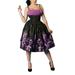 L-5XL Women Casual Floral Print Vintage Pin Up Dress Summer Strappy Party Pleated Skater Dresses Gown Vestidos