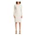 RALPH LAUREN Womens White Ruffled Long Sleeve Jewel Neck Above The Knee Sheath Evening Dress Size 2
