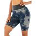 DODOING Women's Yoga Scrunch Butt Shorts High Waist Workout Running Gym Shorts Tie Dye Tummy Control Stretch Hot Shorts, S-2XL