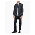 $125 Calvin klein Striped Full Zip Bomber Jacket,Black,Size XS