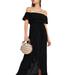 Women's Tie Waist Fitted High Slit One Off Shoulder Summer Maxi Dress High Waist Irregular Floral Print Dress