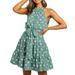 Women's Loose Dress A-line Dress Sleeveless Skirt Crewneck Off Shoulder Trip Polka Dot Dress Sexy Skirt Ruffle Strapless Dress