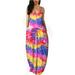 Womens Tie Dye Gradient Sleeveless Maxi Long Shift Dress Summer Casual Sundress