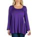 24/7 Comfort Apparel Women's Long Sleeve Solid Color Swing Style Flared Tunic Top