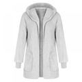 Causal Soft Hooded Pocket Fleece Plush Warm Faux Fur Fluffy Female Jacket Autumn Jacket Women Coat