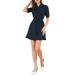 Allegra K Junior's Ruffle Neck Button Down Tie Waist Shirt Dress