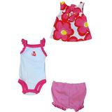 Infant Girls Pink Yellow Daisy Floral Ladybug Outfit 3 Piece Outfit