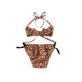 LuiryareBaby Leopard Halter Lace-Up Tops and Elastic Bow Triangle Shorts