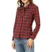 Allegra K Women's Plaid Tie Neck Button Down Long Sleeves Shirt Blouses