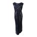 Adrianna Papell Women's Beaded A-Line Gown (2, Navy)