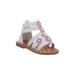 Laura Ashley Strappy Ankle High Back Gladiator style Sandals with Multi Color Glitter Flowers