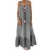 Jocestyle Bohemian Summer Sundress Women Lace Spaghetti Strap Dresses (Light Grey L)