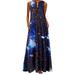 MERSARIPHY Women 3D Starry Sky Print Sleeveless Scoop Neck A Line Midi Dresses