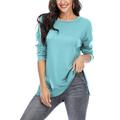 Sexy Dance Women Long Sleeve T Shirts Blouse Casual Side Split Pullover Tee Ladies Plain T-shirt Casual Round Neck Tunic Tops