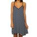 Daciye Stripe V Neck Women Summer Sleeveless Mini Backless Casual Dress (Black M)