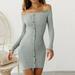 Women Winter Vintage Knitted Dress Off the Shoulder Elegant Backless Jumper Casual Mini Party Dress