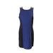 Kensie Womens Blue Combo Sleeveless Mixed-Media Paneled Shift Dress M