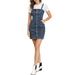 Allegra K Junior's Button Down Adjustable Strap Denim Suspender Skirt