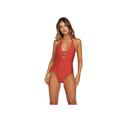 Volcom Junior's Women's Simply Solid One Piece Swimsuit, Burnt red, Small