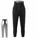 High Waist Women Yoga Sweat Pants Body Shapers Sportswear,Black(Cropped trousers),4XL/5XL