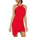CRYSTAL DOLLS Womens Red Sleeveless Halter Mini Body Con Cocktail Dress Size 11