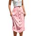 Women A Line Long Midi Skirt with Button Front Decoration High Waist Skater Dress With Pockets Ladies Vintage Plain Maxi Skirts