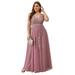 Ever-Pretty Womens Lace Appliques Plus Size Prom Dresses for Women 75442 Orchid US14