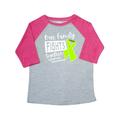 Inktastic Our Family Fights Together Lymphoma Awareness Lime Ribbon Toddler Short Sleeve T-Shirt Unisex Heather and Hot Pink 5/6T