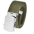 Cut to Fit Men's Golf Casual Belt Silver Slider Buckle 1.5 Width with Adjustable Canvas Web Belt Large Olive Green