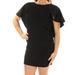 CALVIN KLEIN Womens Black Ruffled Short Sleeve Jewel Neck Above The Knee Shift Formal Dress Petites Size: 2