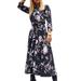 Sexy Dance Women Floral Button Down Collar Dresses Vintage Polka Dots Tie Belted Shirt Dress Ladies Maxi Dress