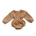Infant Baby knitting Clothing Set Baby Girls Boys 2Pcs Clothes Set Full Sleeve Tops Shorts Bloomer Set Toddler Shirt Set Khaki