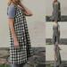 Women Cotton Linen Pinafore Square Cross Apron Garden Work Pinafore Dress