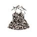 Diconna Little Girlâ€™s Button Bandage High Waist Heart/Leopard Suspender Dress