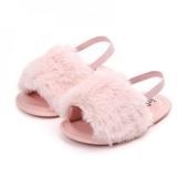 Machild Baby Girl Fluffy Fur Soft Sole Crib Sandals Shoes,Infant Princess Non-slip Crib Shoes 11/12/13 for baby 0-18M