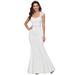 Ever-Pretty Womenâ€˜s White Floral Lace Empire Waist Maxi Wedding Prom Dresses 00218 Cream US12