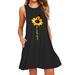 Plus Size Womens Summer Sleeveless Printed Crew Neck A-Line Dress Loose Casual Sundress