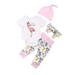 Baby Boy Baby Girl Bodysuit White Flamingo Print Jumpsuit Romper Floral Pant with Hat Headband Infant Outfits Set 4PCS