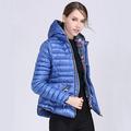 Meterk Women Hooded Jacket Puffer Coat Padded Dual Zipper Winter Warm Solid Slim Parkas Overcoat Outwear