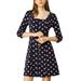 Women's Polka Dots Ruched Square Neck Button Front A-Line Dress