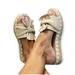 Azrian Women Bowknot Beach Summer Slippers Platform Slope Heels Plus Size Shoes