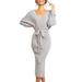 Women's Long Maxi Sweater Dresses Sexy Wrap Batwing V Neck Slit Open Back Holiday Bodycon Dress