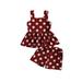 Summer Kids Baby Girls 2pc Outfit Set Sleeveless Polka Dot Vest Tops+Shorts Set