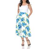 White Mark Women's Plus Size Floral Midi Skirt