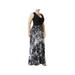 Xscape Womens Plus Printed Sleeveless Evening Dress B/W 16W